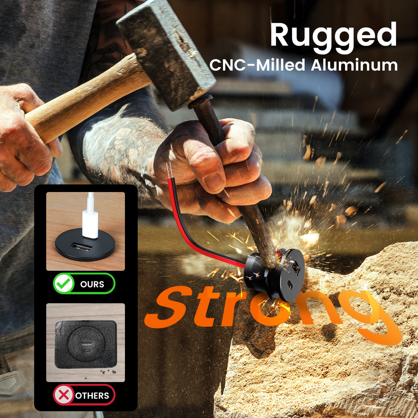 12V USB Outlet Wall Mount, 30W PD 3.0 + 18W QC 3.0 12V USB Charger Multi Port, Car Accessories Aluminum 12 Volt USB Charging Port for RV Trailer Camper Van Car Boat 24V