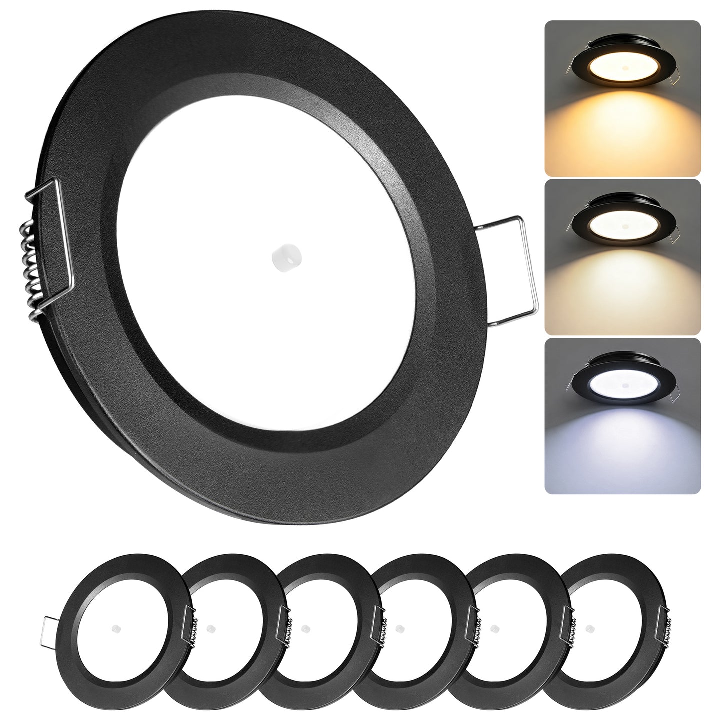 CamperXlite 12V LED Lights, RV Recessed Ceiling Light 76mm 3CCT 3000K/4000K/6000K 3W Full Aluminum