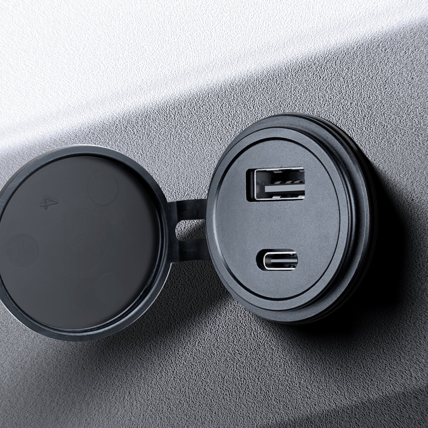 12V USB Outlet Wall Mount Aluminum Charger PD3.0 and QC 3.0 Waterproof Dual Port Fast Charging Socket USB C Cigarette Lighter Replacement for Boat RV Camper Trailer Truck Golf