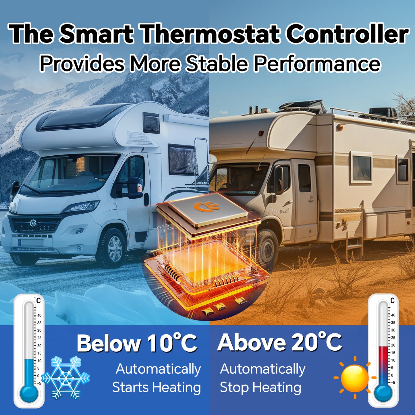 RV Tank Heater Pad with Automatic Thermostat, 12" x 18" 30cm (W) x 44cm (L) DC 12V Holding Tank Heater with Larger Heating Module Use with Up to 50 Gallons Fresh Water/Grey Water/Black Water Tank 2 Packs