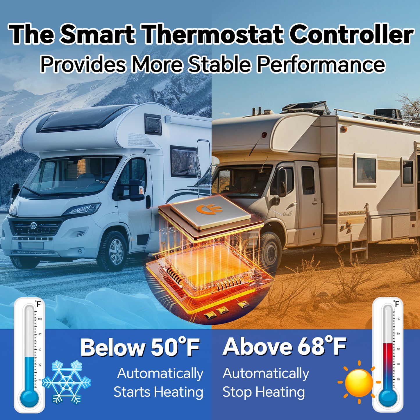 RV Tank Heater Pad with Automatic Thermostat, 12" x 18" 30cm (W) x 44cm (L) DC 12V Holding Tank Heater with Larger Heating Module Use with Up to 50 Gallons Fresh Water/Grey Water/Black Water Tank 2 Packs