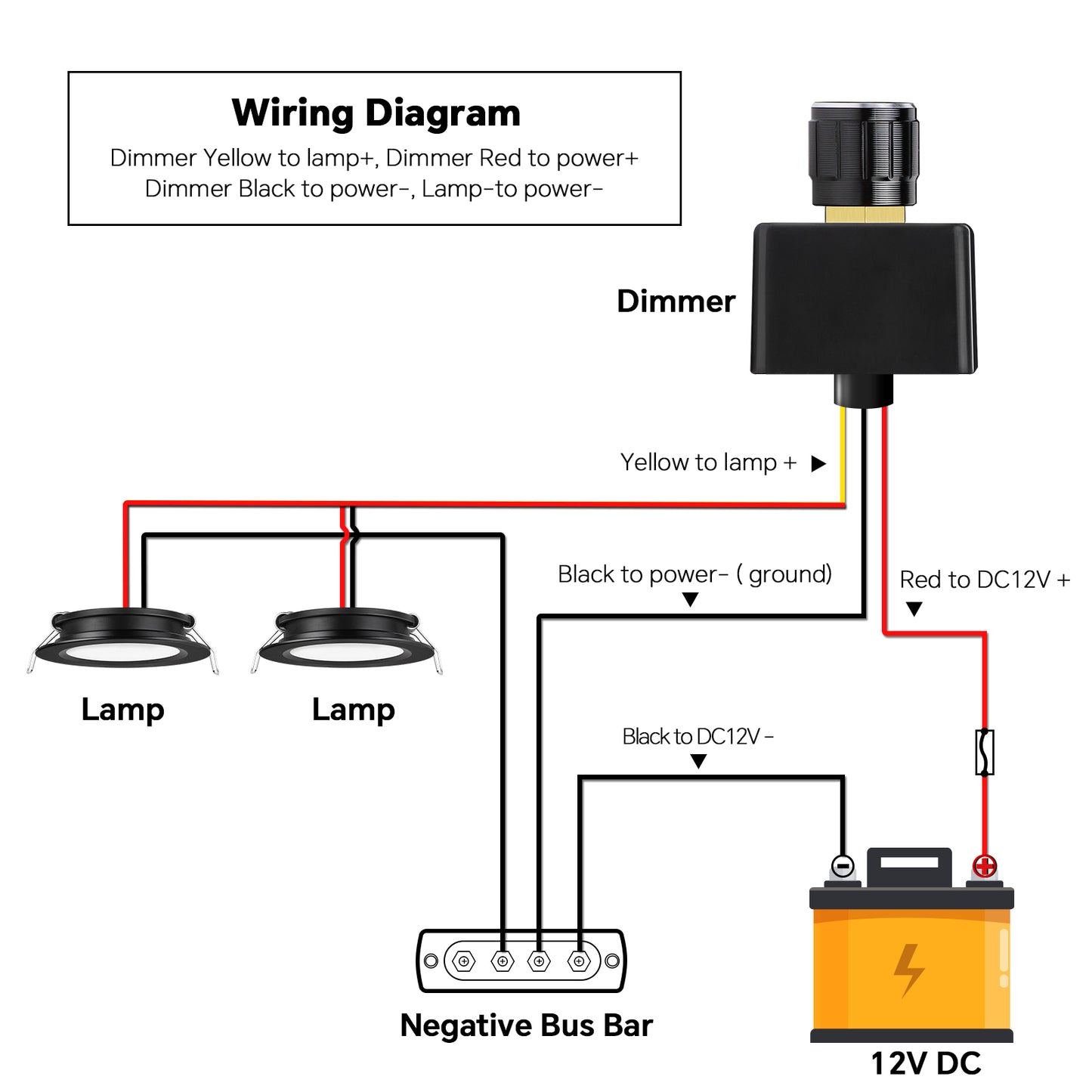 12-24V Dimmer Light Switch Caravan, Aluminum PWM Rotary Dimmer Works with 12V Dimmable Lights
