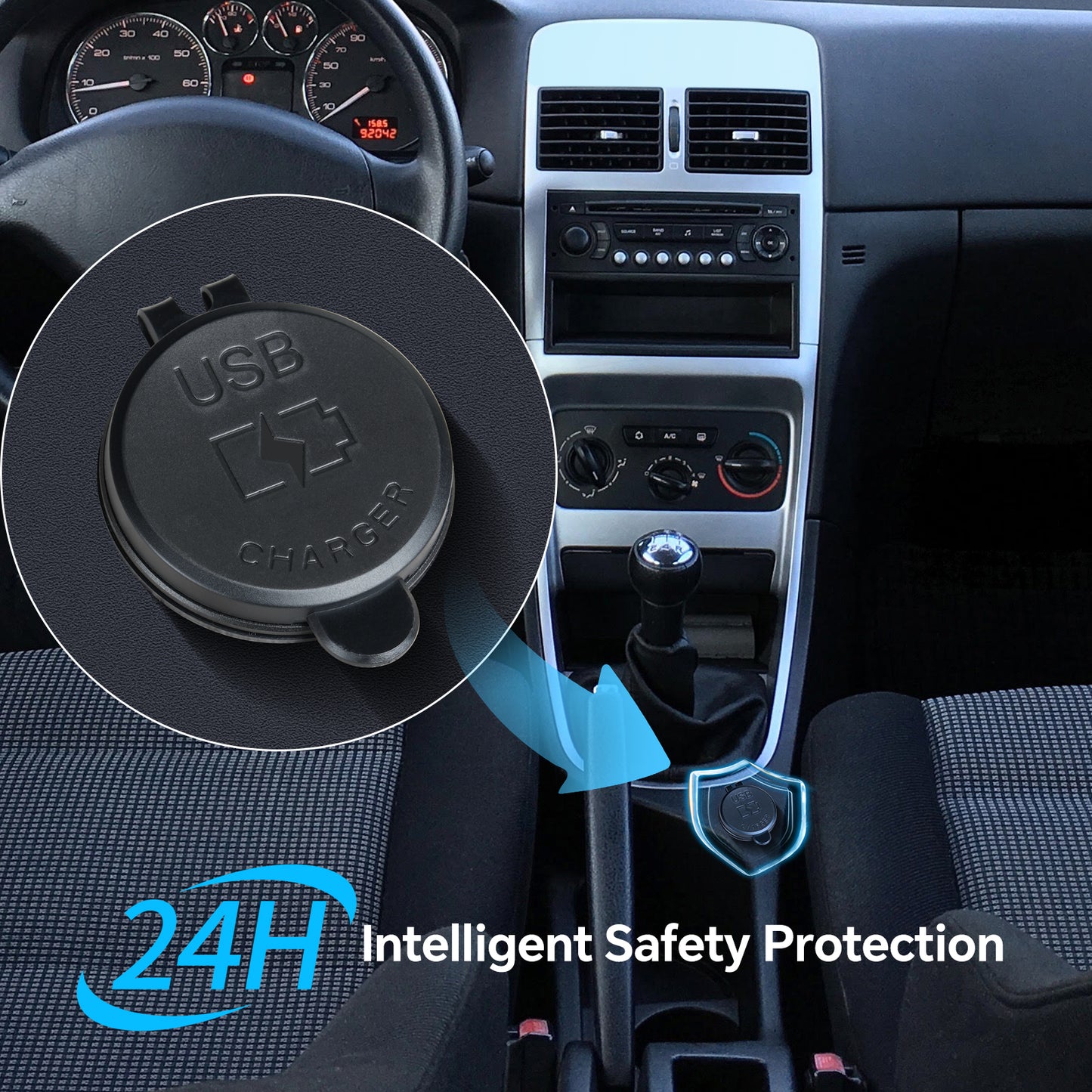 12V USB Outlet Wall Mount Aluminum Charger PD3.0 and QC 3.0 Waterproof Dual Port Fast Charging Socket USB C Cigarette Lighter Replacement for Boat RV Camper Trailer Truck Golf