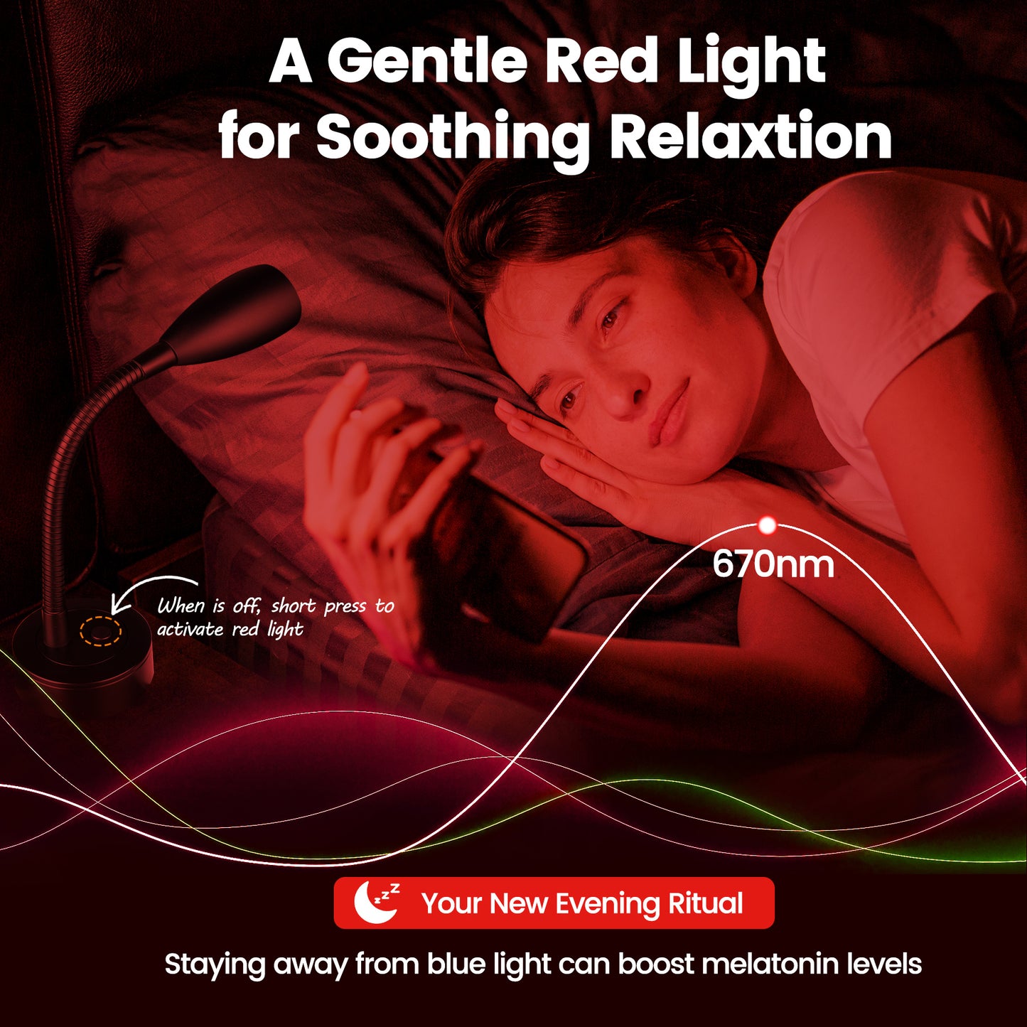 RV Reading Light, 12V LED Reading Light w/USB-C Charge Port, Red Night Light for Reading, Ideal for Camper Van Boat Bedside DC 12-24V Hard-Wired Wall Mount