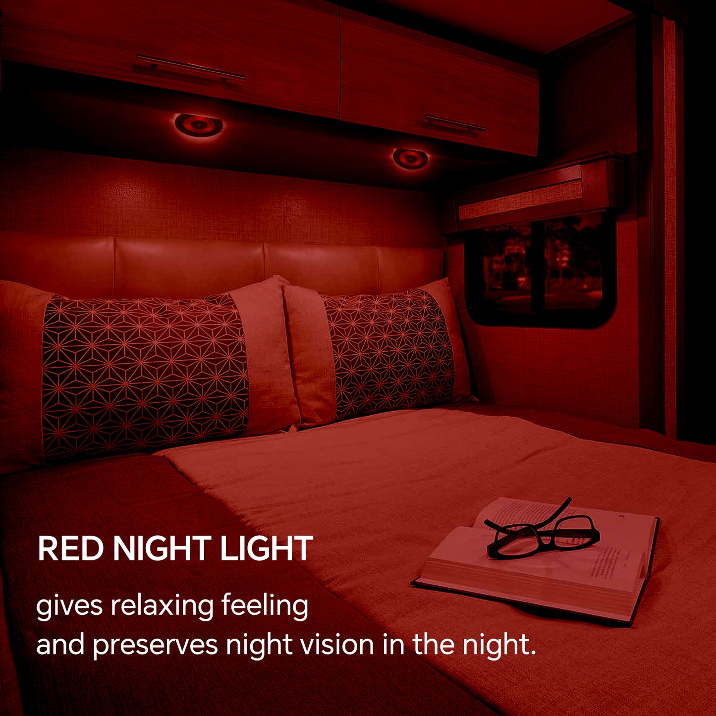 4" RV Boat LED Dome Light 12V Acrylic Interior Light for Motorhome Yachts Trailer Interior Lighting, Built-in Dimmer Switch & Red Nightlight, DC12-24V CRI90+ Surface Mount