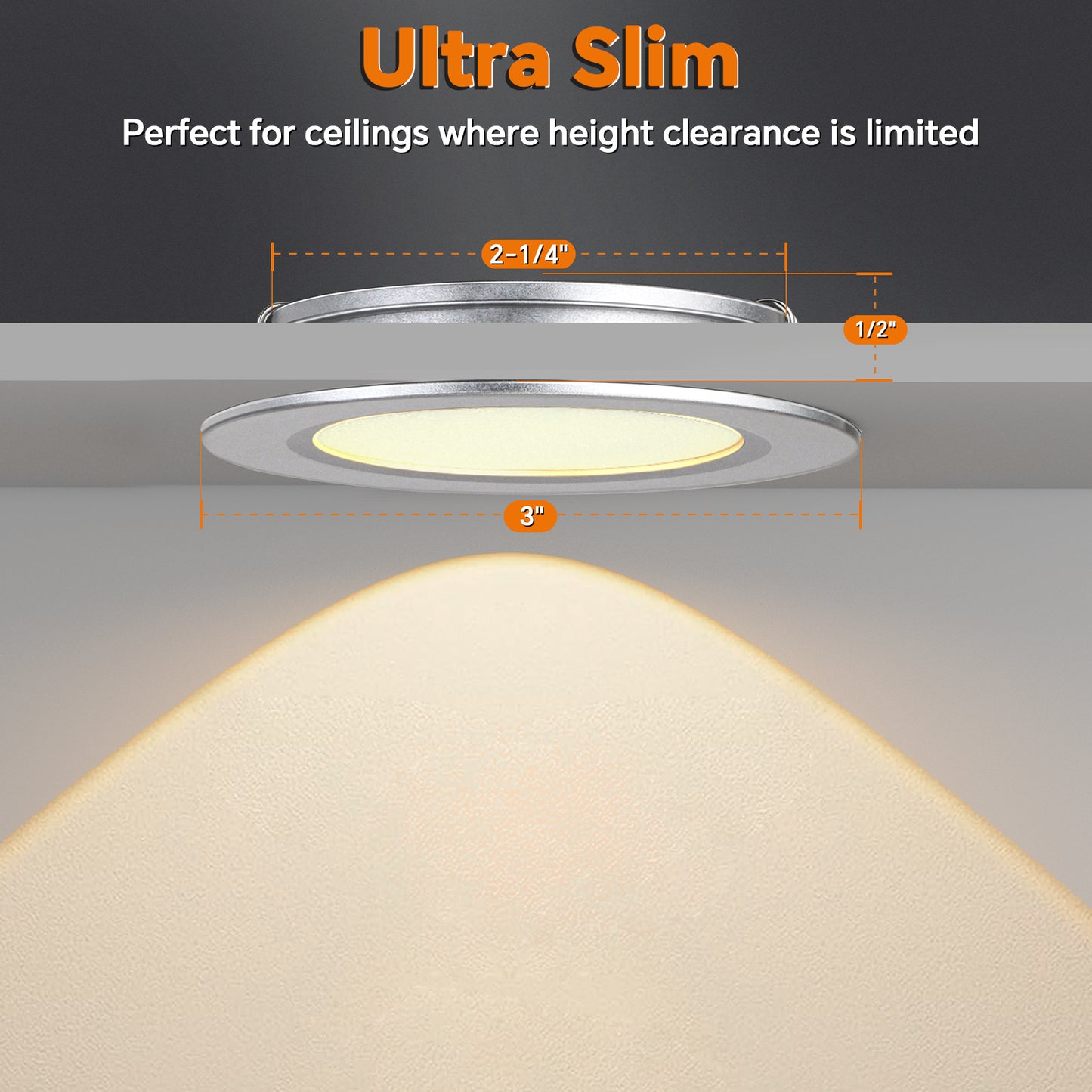 Camperxlite RV 3” Recessed Puck Light, 12V Bi-color LED Downlight for Boat Camper Van Trailer Motorhome, 3W CRI90+ Dual Color(Work with 12V Dual-mode PWM Dimmer)