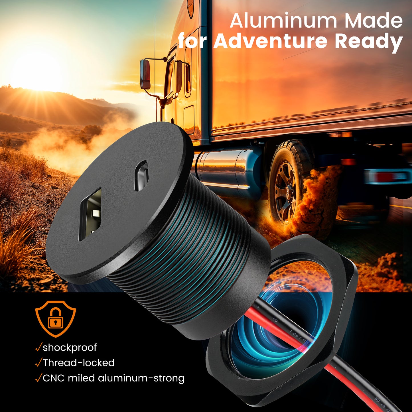 12V USB Outlet Wall Mount, 30W PD 3.0 + 18W QC 3.0 12V USB Charger Multi Port, Car Accessories Aluminum 12 Volt USB Charging Port for RV Trailer Camper Van Car Boat 24V
