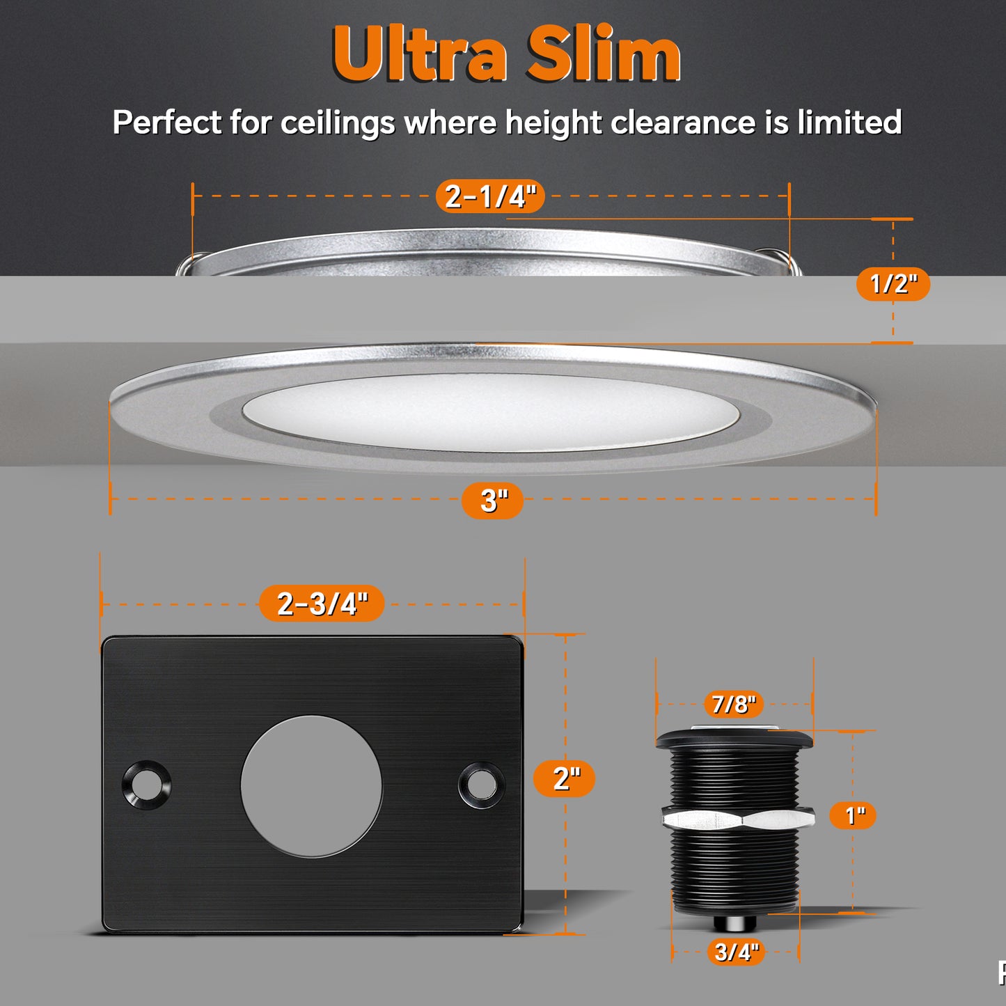 CamperXlite RV 3” Recessed Puck Light Kit, 12V Bi-color LED Downlight Full Aluminum for Boat Camper Van Trailer Motorhome, 3W CRI90+ Dual Color (12V Dimmer included)