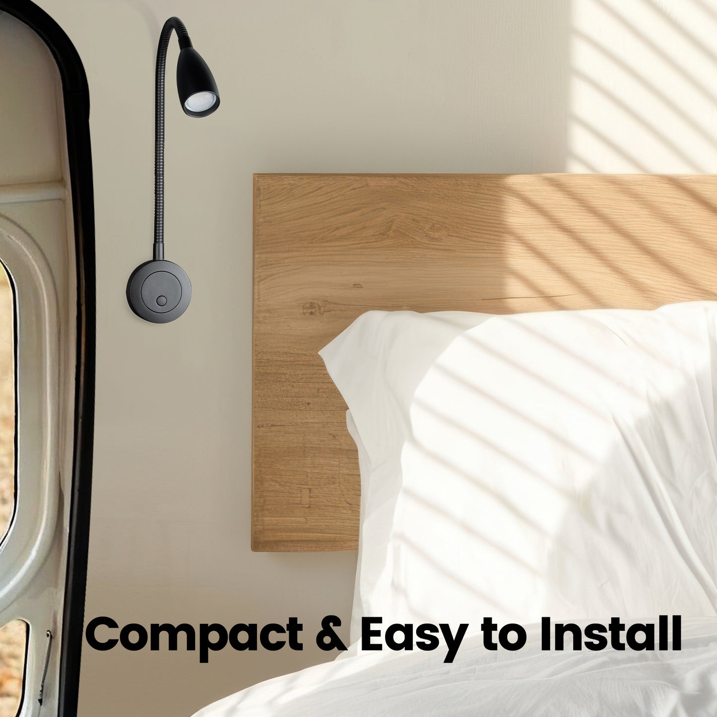 RV Reading Light, 12V LED Reading Light w/USB-C Charge Port, Red Night Light for Reading, Ideal for Camper Van Boat Bedside DC 12-24V Hard-Wired Wall Mount Long