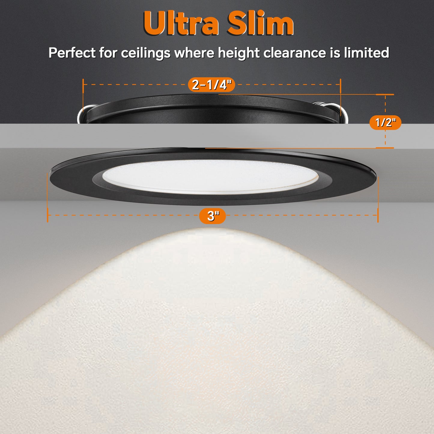 Camperxlite RV 3” Recessed Puck Light, 12V Bi-color LED Downlight for Boat Camper Van Trailer Motorhome, 3W CRI90+ Dual Color(Work with 12V Dual-mode PWM Dimmer)