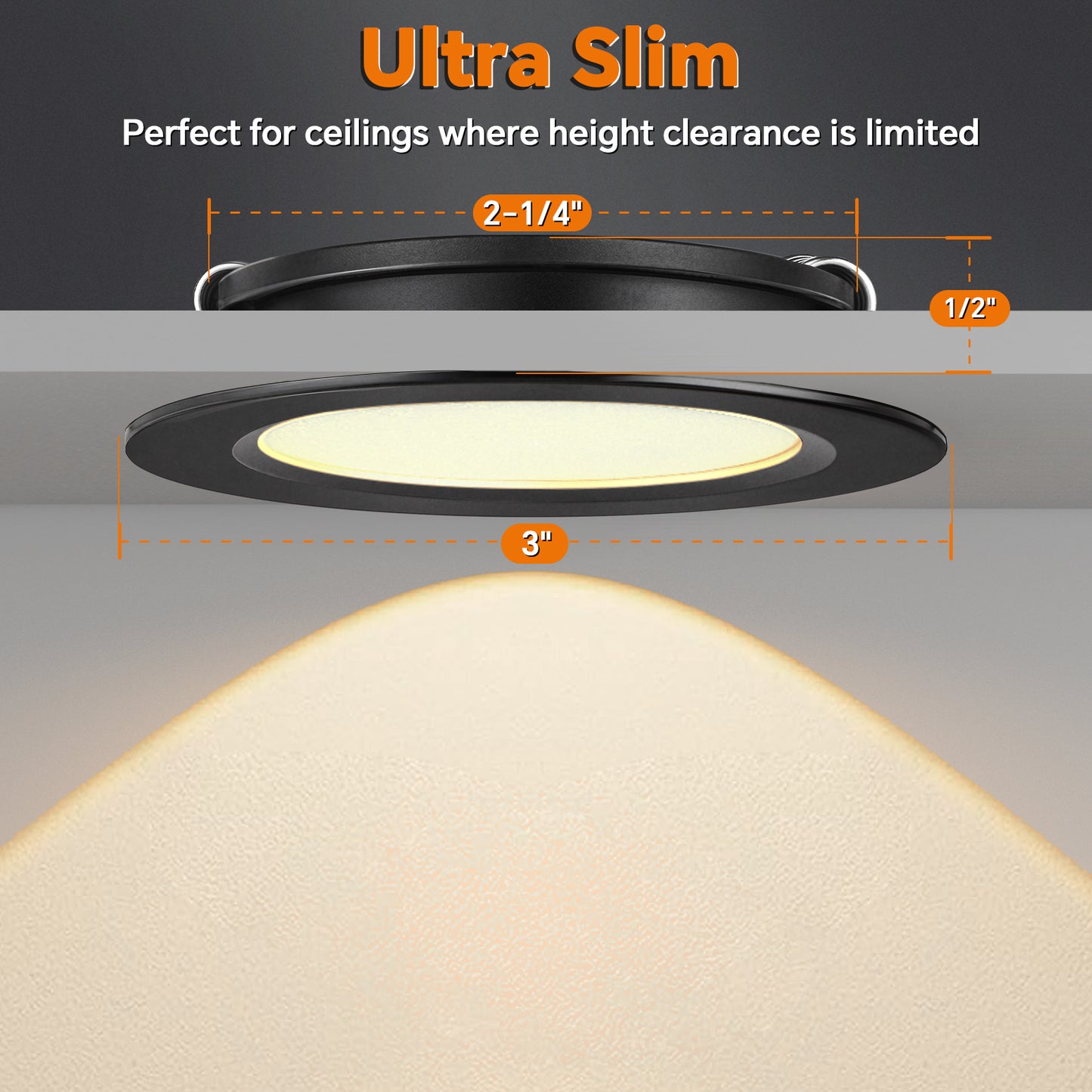 Camperxlite RV 3” Recessed Puck Light, 12V Bi-color LED Downlight for Boat Camper Van Trailer Motorhome, 3W CRI90+ Dual Color(Work with 12V Dual-mode PWM Dimmer)