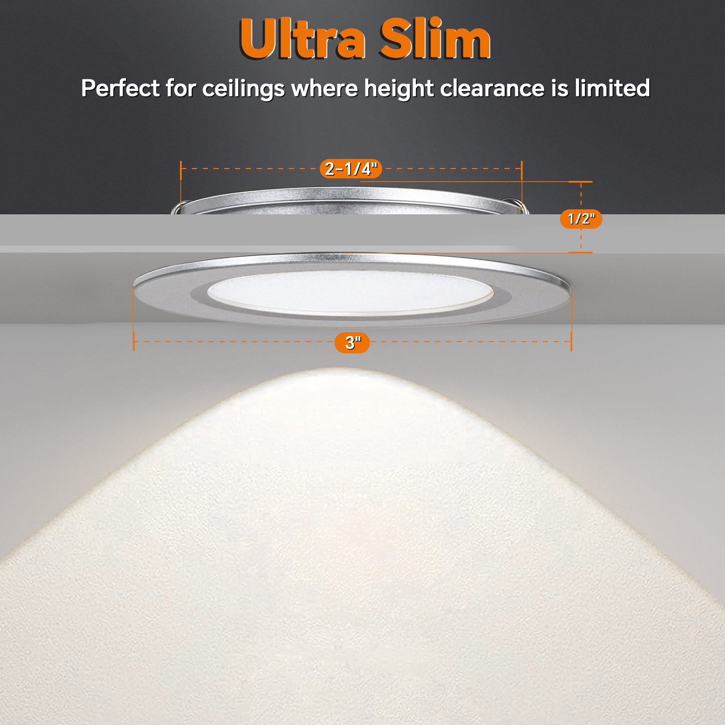 Camperxlite RV 3” Recessed Puck Light, 12V Bi-color LED Downlight for Boat Camper Van Trailer Motorhome, 3W CRI90+ Dual Color(Work with 12V Dual-mode PWM Dimmer)