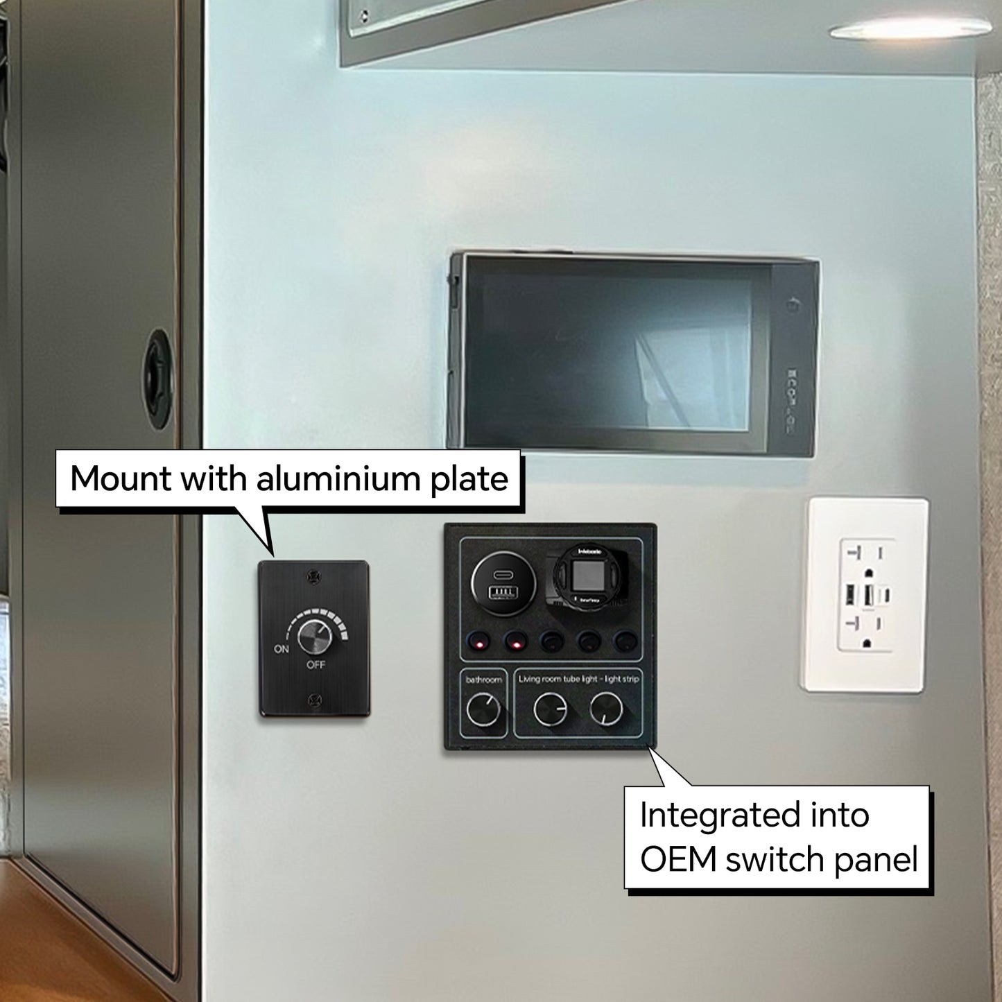 12-24V Dimmer Light Switch Caravan, Aluminum PWM Rotary Dimmer Works with 12V Dimmable Lights