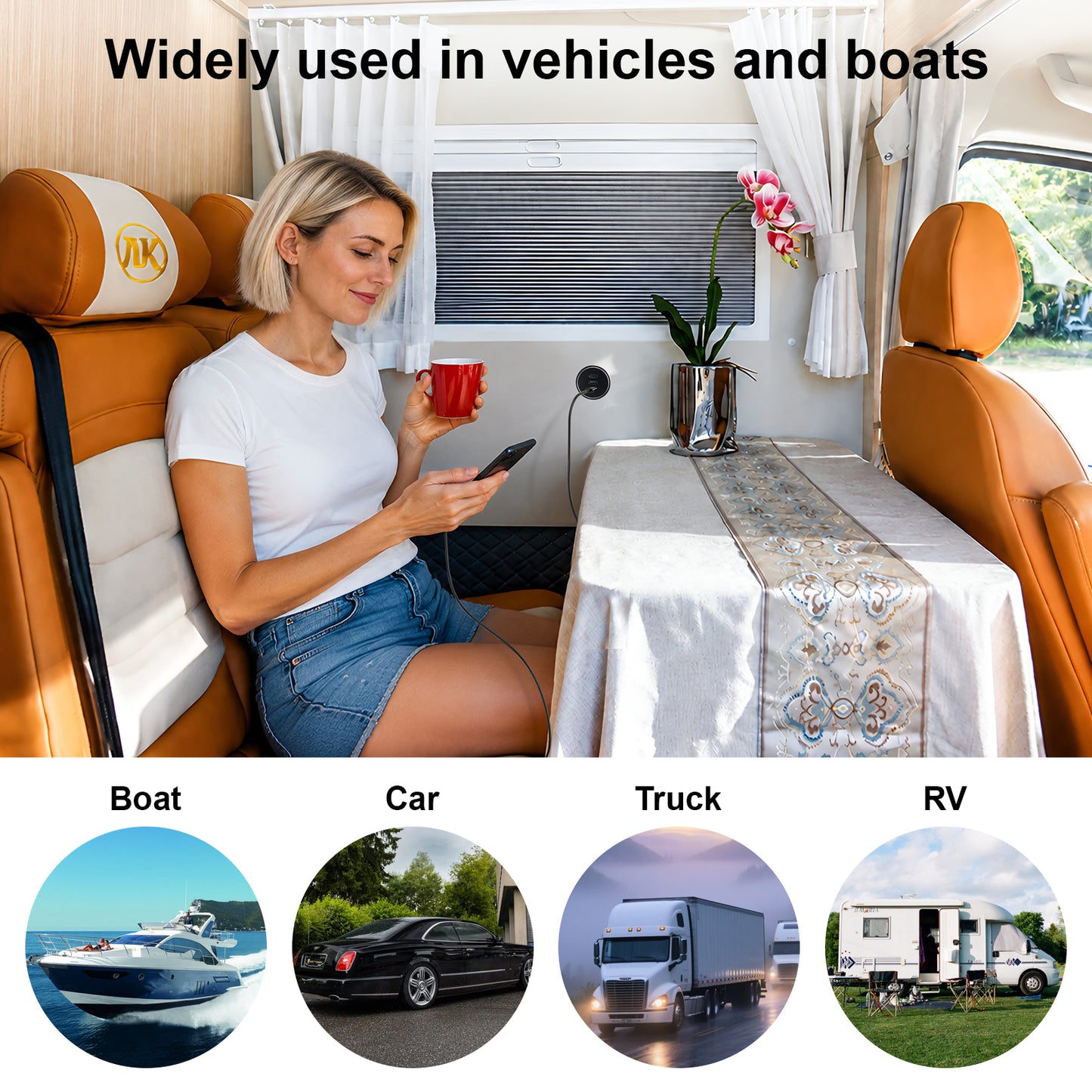 CamperXlite USB C Socket 12V Aluminum 3-Port 74W, 27W PD 20W PD for RV Boat Car