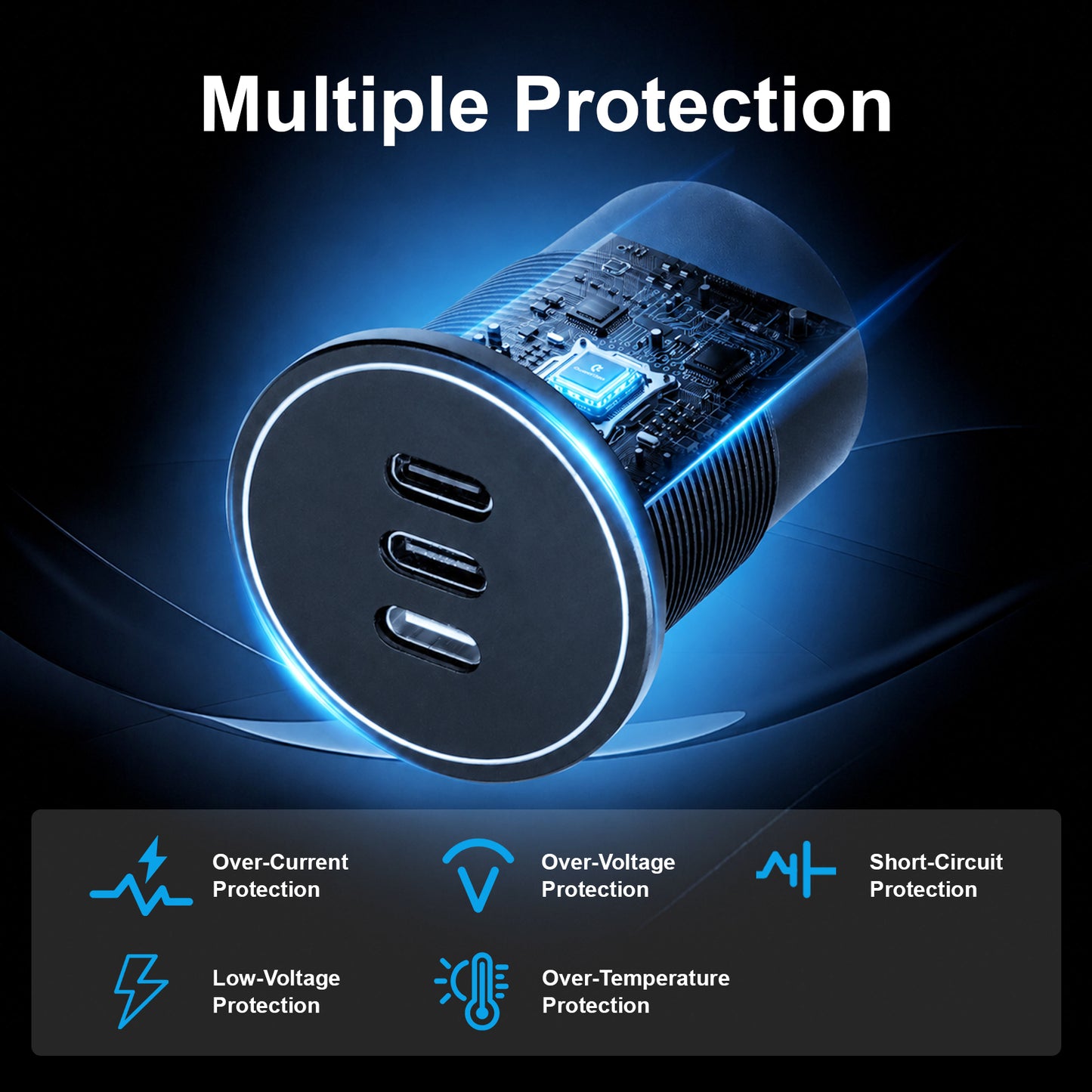 CamperXlite USB C Socket 12V Aluminum 3-Port 74W, 27W PD 20W PD for RV Boat Car