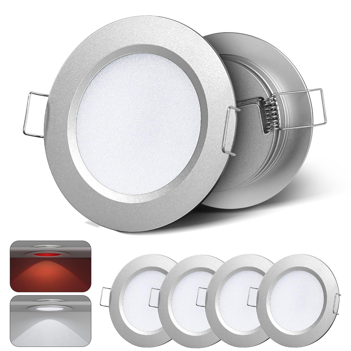 Camperxlite RV 3” Recessed Puck Light, 12V Bi-color LED Downlight for Boat Camper Van Trailer Motorhome, 3W CRI90+ Dual Color(Work with 12V Dual-mode PWM Dimmer)